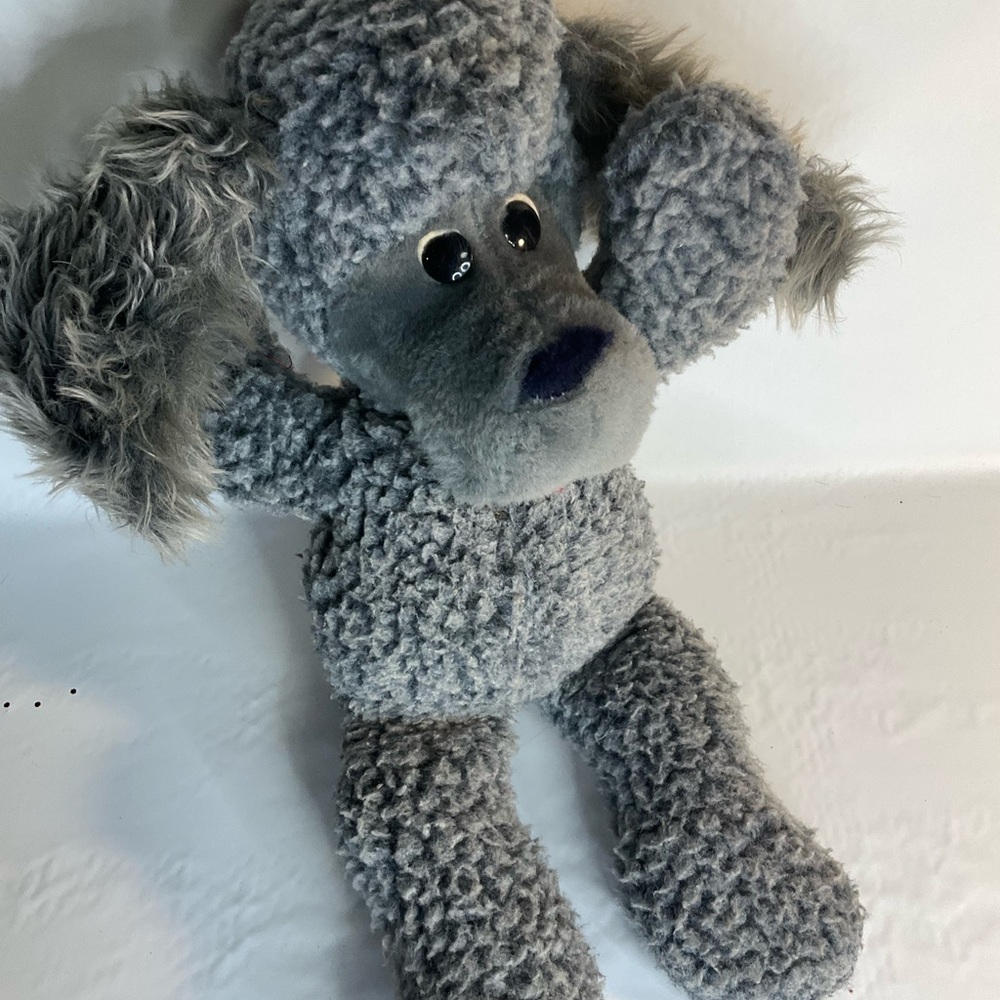 Poodle grey vintage plush stuffed animal 16”